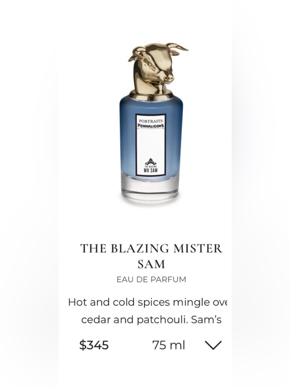 PENHALIGON'S PORTRAITS FRAGRANCE COLLECTION 
THE BLAZING MISTER SAM
EDP last 1